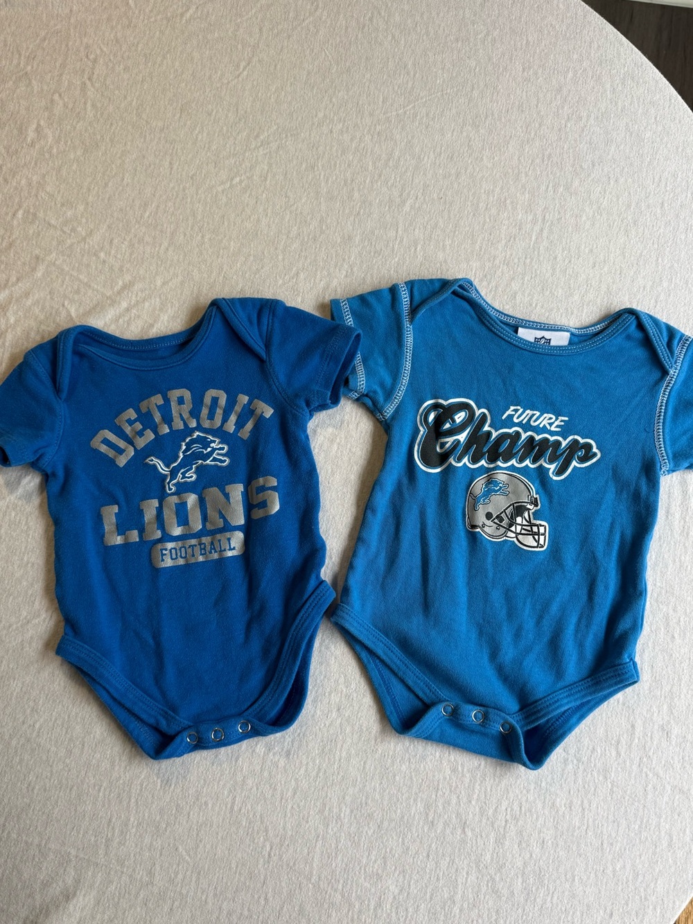 NFL Detroit Lions Blue Baby One-Piece Bodysuits Set